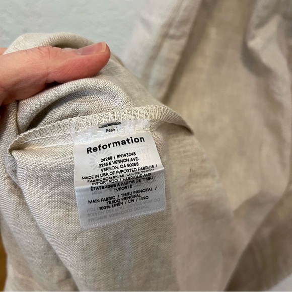 Reformation Grover Linen Dress Beige Oatmeal Midi Maxi Button Front fits XL 12 - Picture 9 of 15